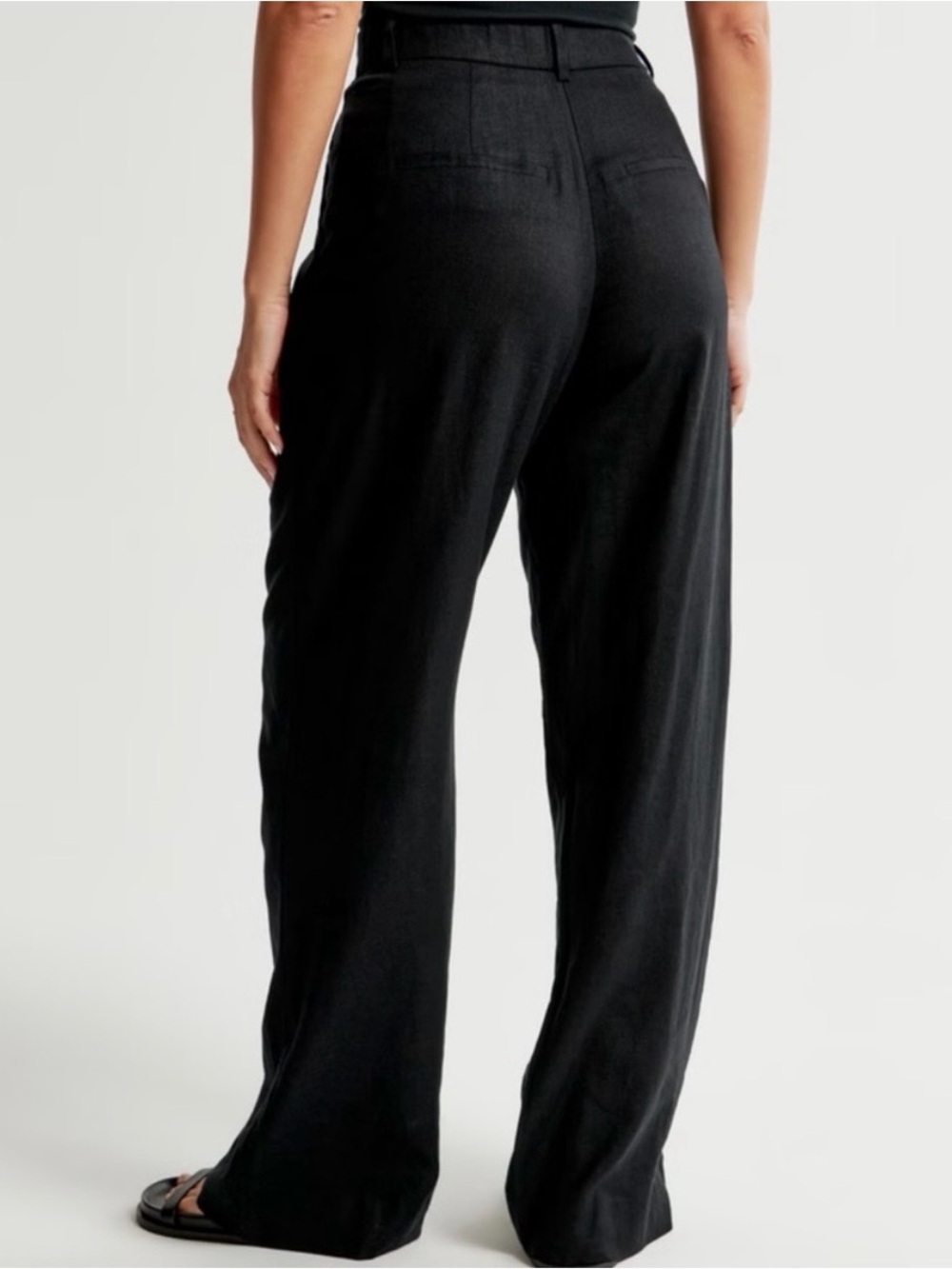 Abercrombie & Fitch Black Wide Leg Sloane Dress Pants Linen Blend Sz 29 8R - Picture 2 of 10